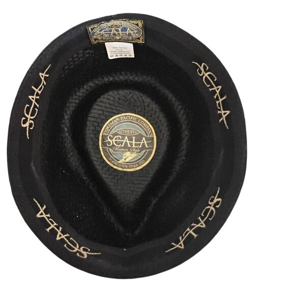 Scala Black Toyo Straw Cowboy Hat S/M Rainbow Band Western Style Rodeo Festival - Picture 8 of 12